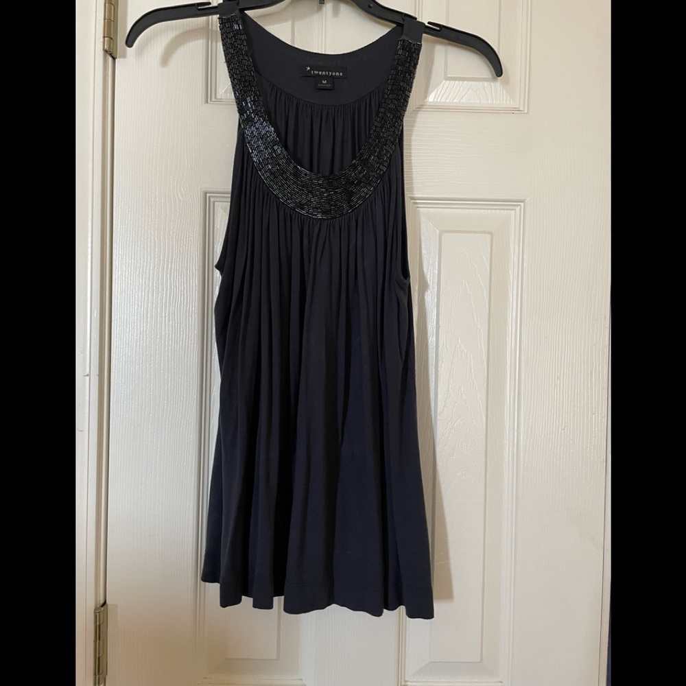 Halter Style Beaded-Neck Tunic top- Twenty one brand